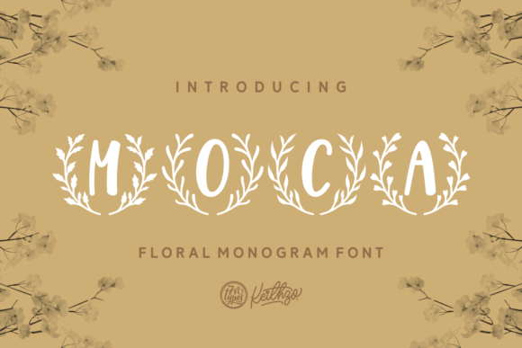 Moca: A Stunning Monogram Font with Floral Wreaths for Unique Design Projects